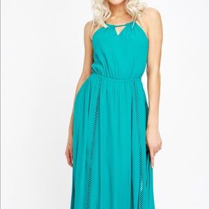 Lost & Wander teal midi dress